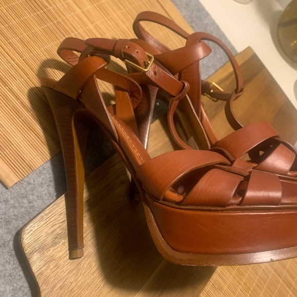 YSL tribute platform sandals tan - Picture 13 of 14